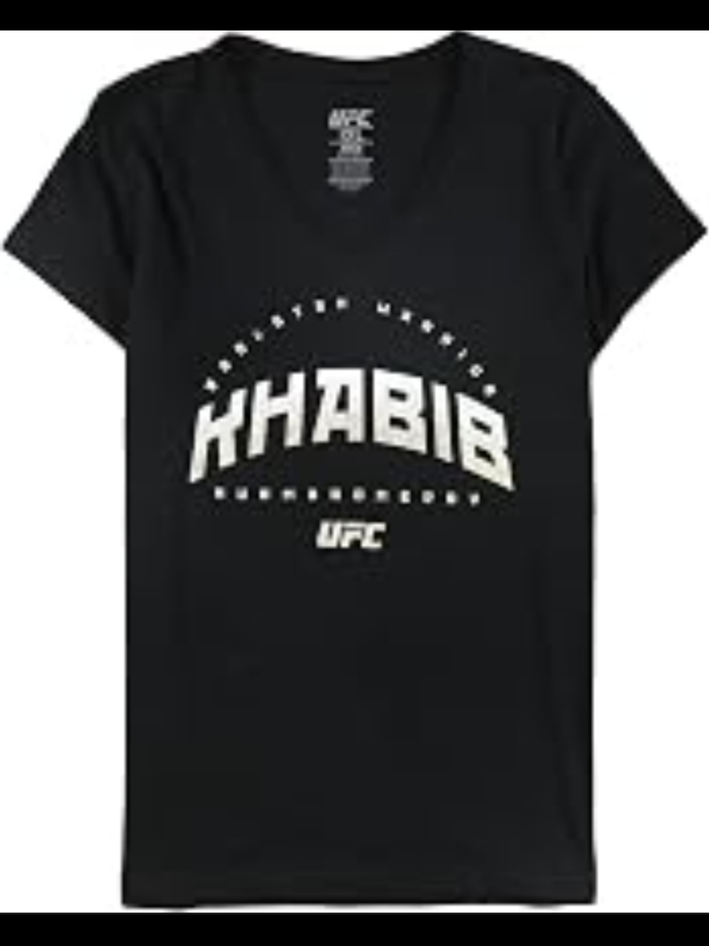 UFC Black V Neck Tee with Silver KHABIB Logo